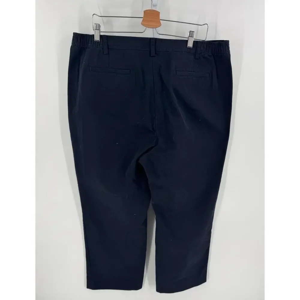 Lands' End Navy Button Closure Side Pockets‎ Belt Loops Womens Chino Pants